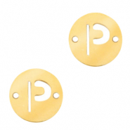 Breloques en acier inox connecteur lettre P rond 10mm Dor&eacute;