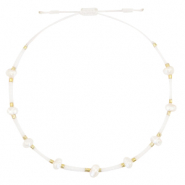 Cha&icirc;nes de cheville tendance Miyuki + perles Blanc