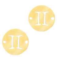 Breloques en acier inox / connecteur signe du zodiaque G&eacute;meaux Dor&eacute;