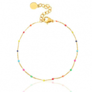 Bracelets en acier inox arc-en-ciel Dor&eacute;