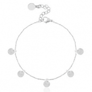 Bracelets en acier inox m&eacute;daillons ronds Argent&eacute;