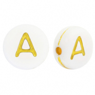 Perles lettres acryliques A Blanc-dor&eacute;