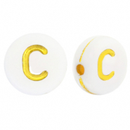 Perles lettres acryliques C Blanc-dor&eacute;