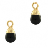 Pierres naturelles pendentifs Onyx goutte Noir-dor&eacute;