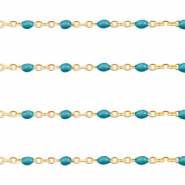 Appr&ecirc;ts en acier inox cha&icirc;ne maille jaseron 1mm&nbsp;Bleu paon-dor&eacute;