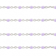 Appr&ecirc;ts en acier inox cha&icirc;ne maille jaseron 1mm&nbsp; Violet vigne-argent&eacute;