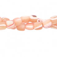 Perles coquillage tube Rose p&ecirc;che