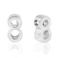 Perles en acier Inox chiffre 8 Argent&eacute;