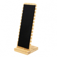 Pr&eacute;sentoir bijoux pour bracelets en bois et velvet Naturel-noir