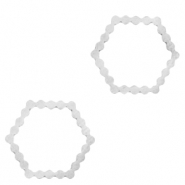 Breloques en acier inox connecteur hexagone Argent&eacute;