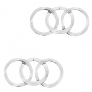 Breloques en acier inox connecteur triple cercle Argent&eacute;