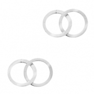 Breloques en acier inox connecteur double cercle Argent&eacute;