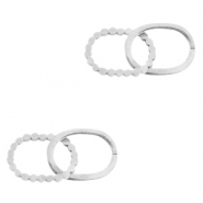 Breloques en acier inox connecteur double ovale Argent&eacute;