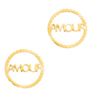 Breloques en acier inox connecteur "AMOUR" Dor&eacute;
