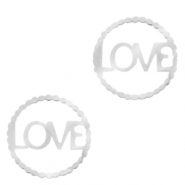 Breloques en acier inox connecteur "LOVE" Argent&eacute;