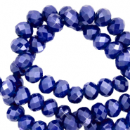 Perles &agrave; facettes 6x4mm disque Heishi Bleu egyptien-pearl shine coating