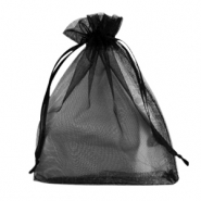 Sachet &agrave; bijoux en organza 13x18cm Noir
