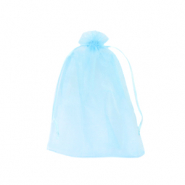 Sachet &agrave; bijoux en organza 9x12cm Bleu clair turquoise