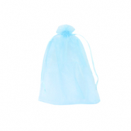 Sachet &agrave; bijoux en organza 7x9cm Bleu turquoise
