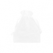Sachet &agrave; bijoux en organza 7x9cm Blanc