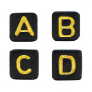 Perles lettres acryliques m&eacute;lang&eacute;es Noir-dor&eacute;