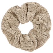 Chouchou pour cheveux velours c&ocirc;tel&eacute; Taupe