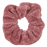 Chouchou pour cheveux velours c&ocirc;tel&eacute; Rouge aubergine vintage