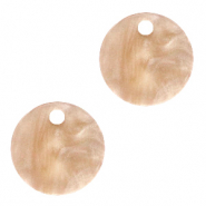 Pendentifs en r&eacute;sine rond 12mm Beige marron