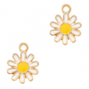 Breloques en m&eacute;tal Basic Quality fleur Dor&eacute;-blanc