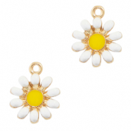 Breloques en m&eacute;tal Basic Quality fleur Dor&eacute;-blanc