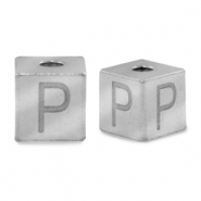 Perles en acier Inox lettre P Argent&eacute;