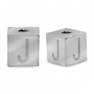 Perles en acier Inox lettre J Argent&eacute;