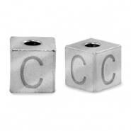 Perles en acier Inox lettre C Argent&eacute;