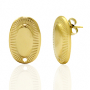 Boucles d'oreilles en acier Inox/puces d&rsquo;oreilles ovale avec anneau Dor&eacute;