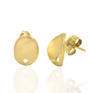 Boucles d'oreilles en acier Inox/puces d&rsquo;oreilles ovale avec anneau Dor&eacute;