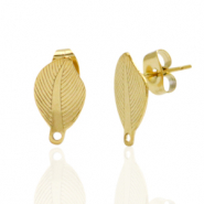 Boucles d'oreilles en acier Inox/puces d&rsquo;oreilles ovale avec anneau Dor&eacute;