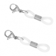 Appr&ecirc;ts en acier inox attache cordon &agrave; lunettes avec fermoir mousqueton Argent&eacute;-transparant