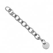 Appr&ecirc;ts en acier inox cha&icirc;nette d'extension m&eacute;daillon rond 8mm Argent&eacute;
