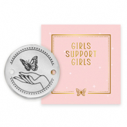 Girls Support Girls breloques en m&eacute;tal DQ connecteur Argent&eacute; antique (sans nickel) 50% de don &agrave; Free a Girl
