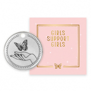 Girls Support Girls breloques en m&eacute;tal DQ Argent&eacute; antique (sans nickel) 50% de don &agrave; Free a Girl