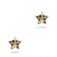 &Eacute;l&eacute;ments en laiton et zirconium arc-en-ciel petite &eacute;toile Dor&eacute;