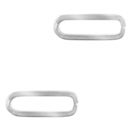 Breloques en acier Inox / connecteur ovale Argent&eacute;