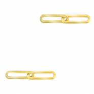 Breloques en acier Inox/connecteur ovale maille double Dor&eacute;