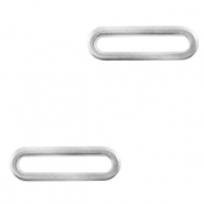 Breloques en acier Inox/connecteur ovale Argent&eacute;
