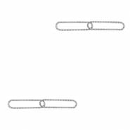 Breloques en acier Inox/connecteur ovale maille double Argent&eacute;