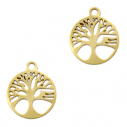 Breloques en acier Inox arbre de vie Dor&eacute;