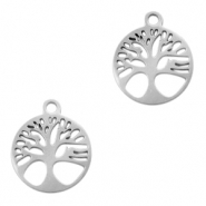 Breloques en acier Inox arbre de vie Argent&eacute;