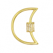Fermoir Zirconium lune Dor&eacute;