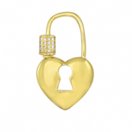 Fermoir Zirconium coeur Dor&eacute;