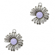 Breloques en m&eacute;tal DQ Marguerite Argent&eacute; antique-violet lilas (sans nickel)